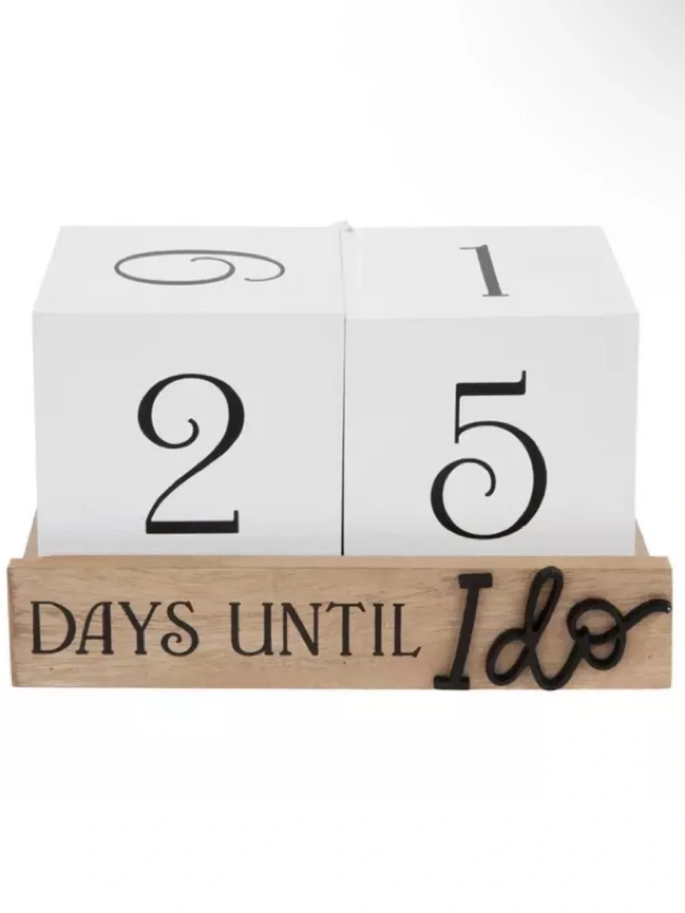 Wooden 'Days Until I Do' Wedding Countdown Blocks - White & Natural